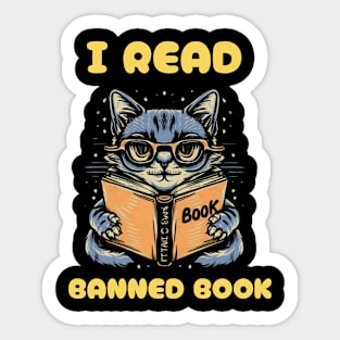 cat i read banned books Sticker
